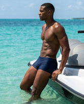 Navy Boxer Square Cut Swim Briefs 15 cm