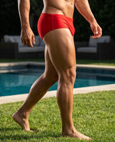 Red Low Rise Swim Brief 10 cm Side