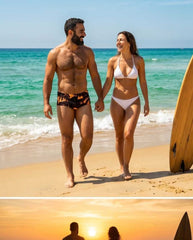 Traditional Gold Palm Print swim Brief 15 cm