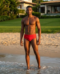 Red Classic Swim Briefs for Men 13 cm side - Aberbeach