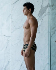 Taormina Blue tile Print Low Rise 10 CM Swim Brief - Aberbeach