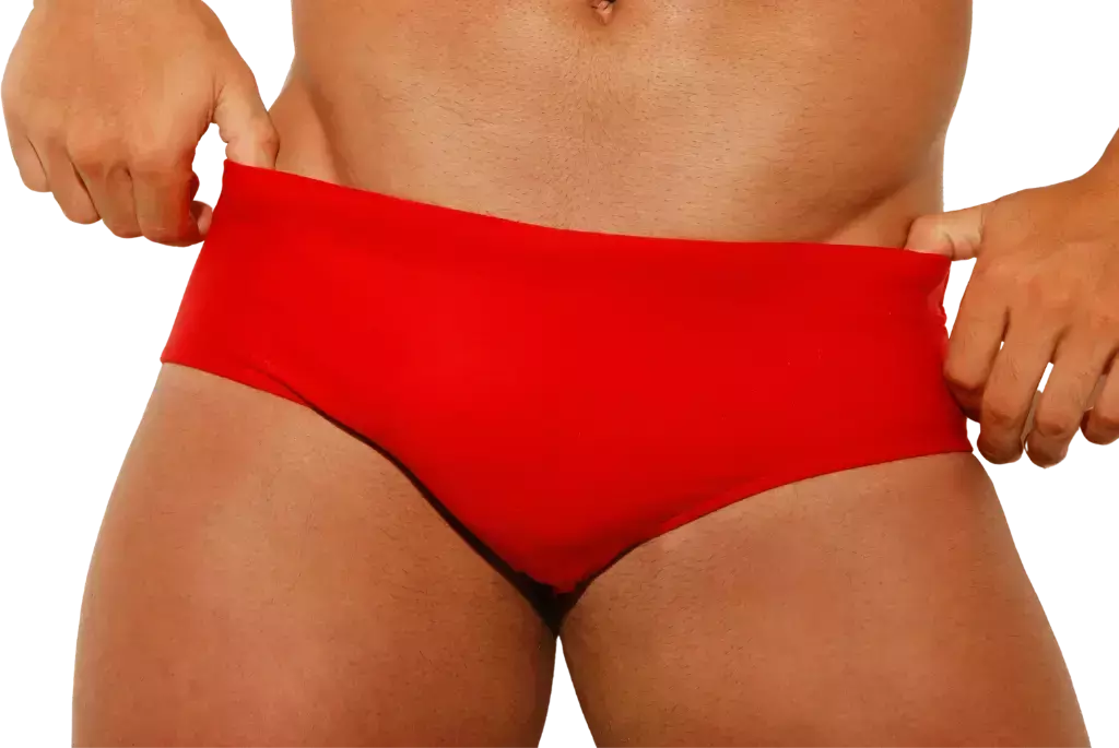 Red Low Rise Swim Briefs