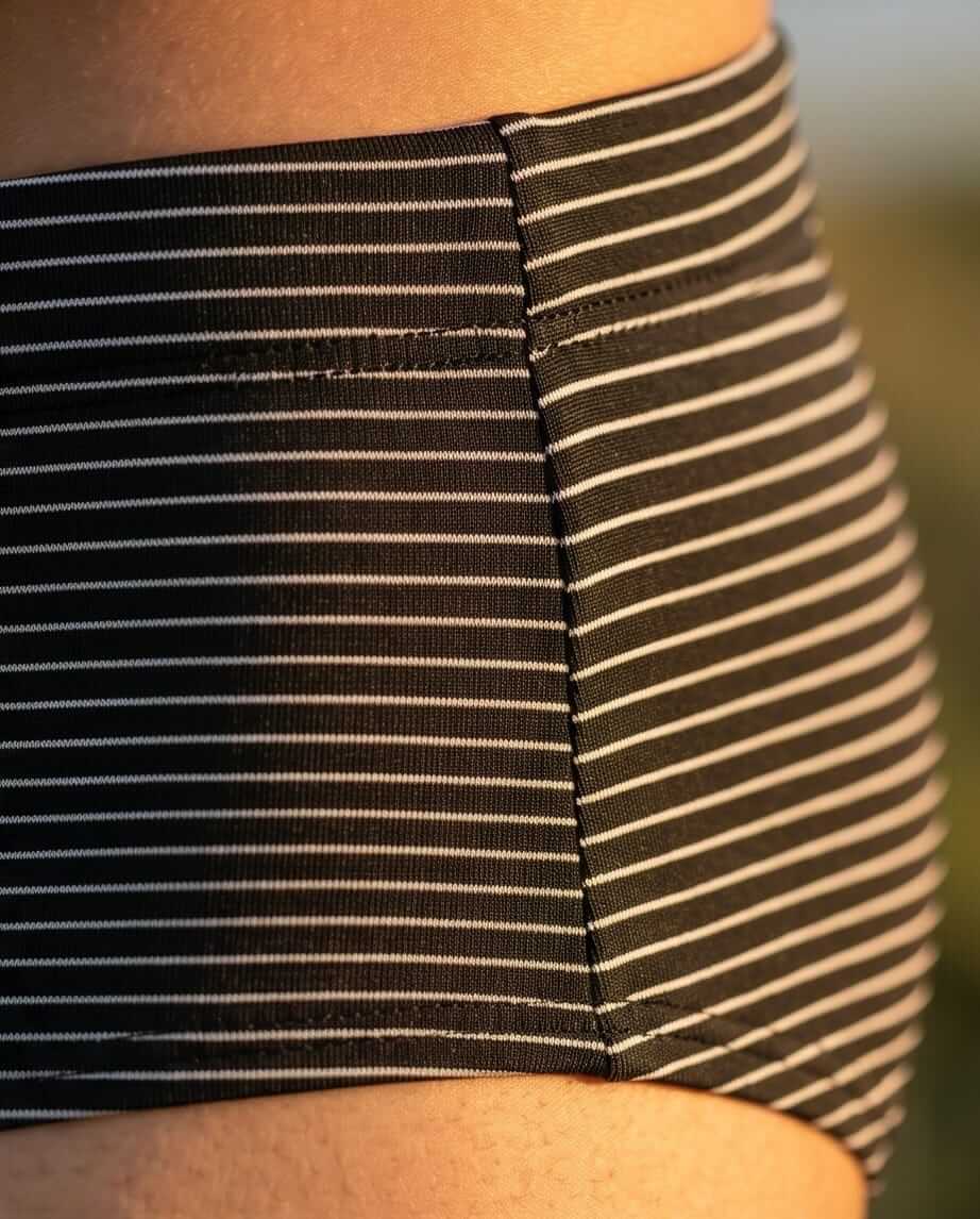 Black Monochrome Stripe Classic Swimwear for men