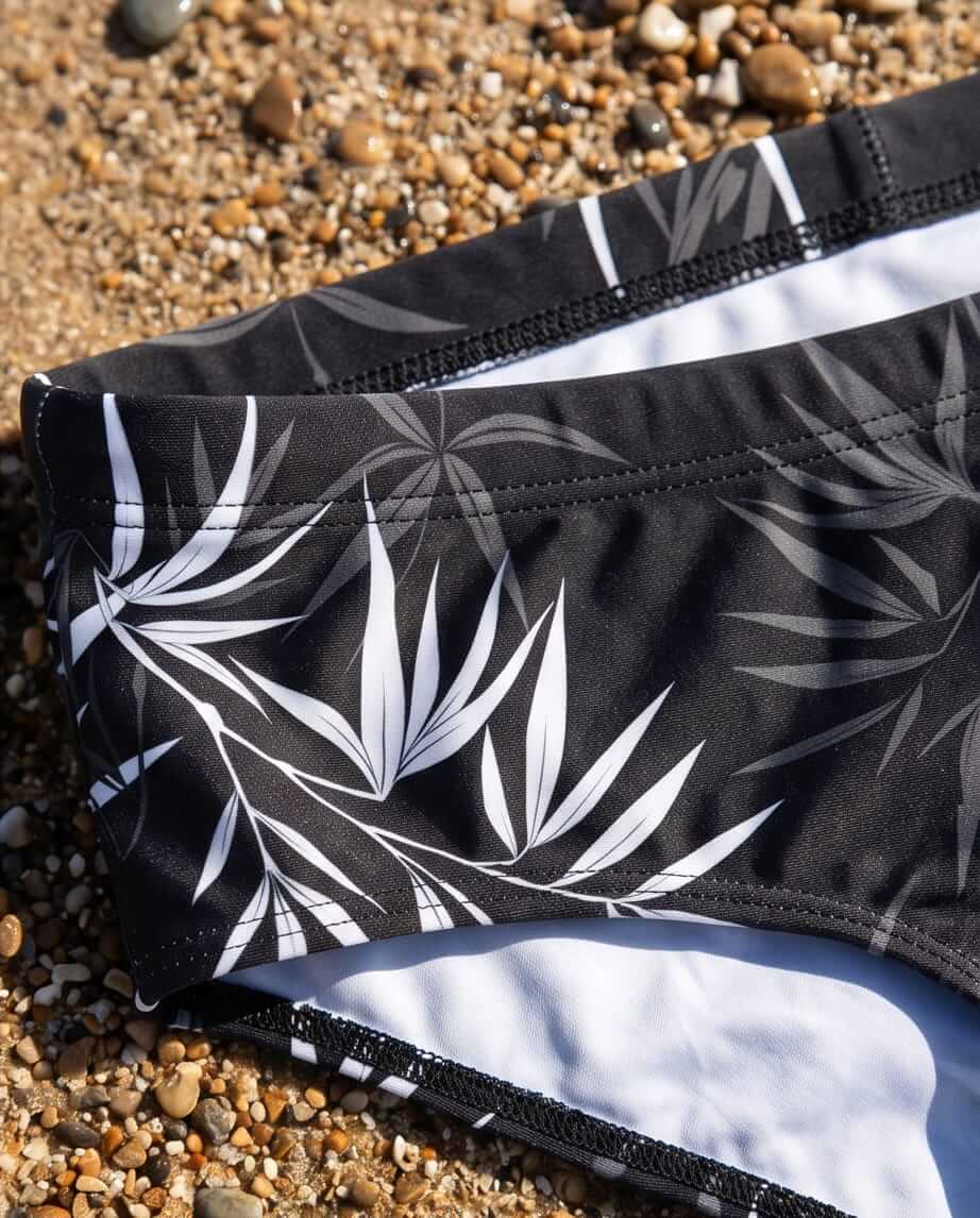 Black and White Low Rise Swim Brief 10 cm 