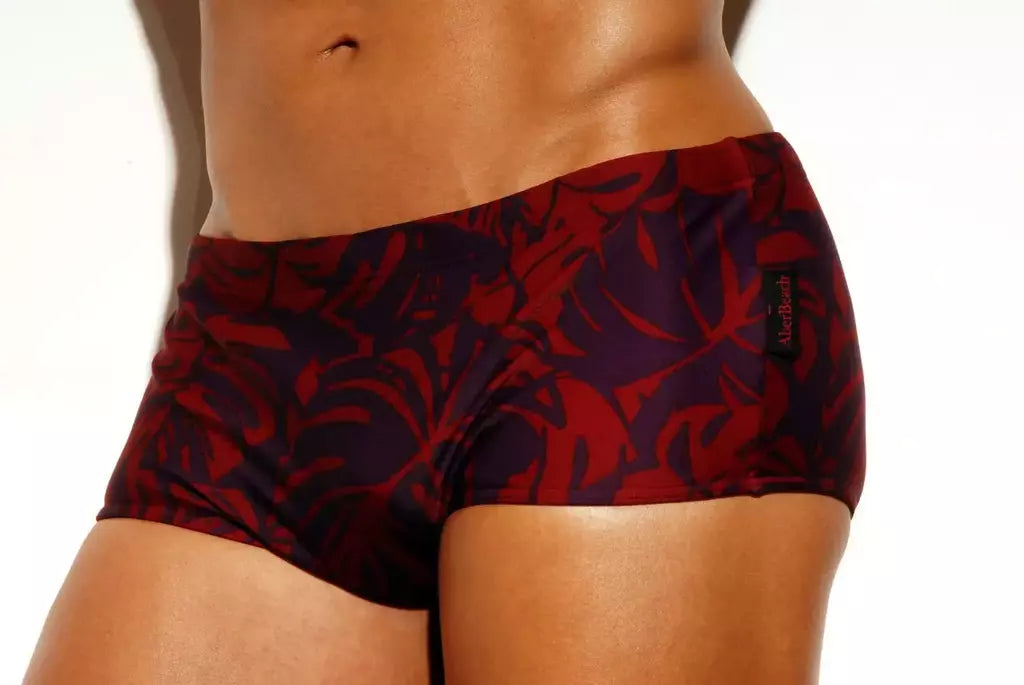 Burgundy Palm Men's Swim Brief