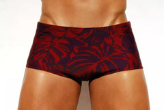 Burgundy Palm Men's Swim Briefs 15 cm 