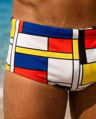 Geometric Mondrian swim brief 10 c