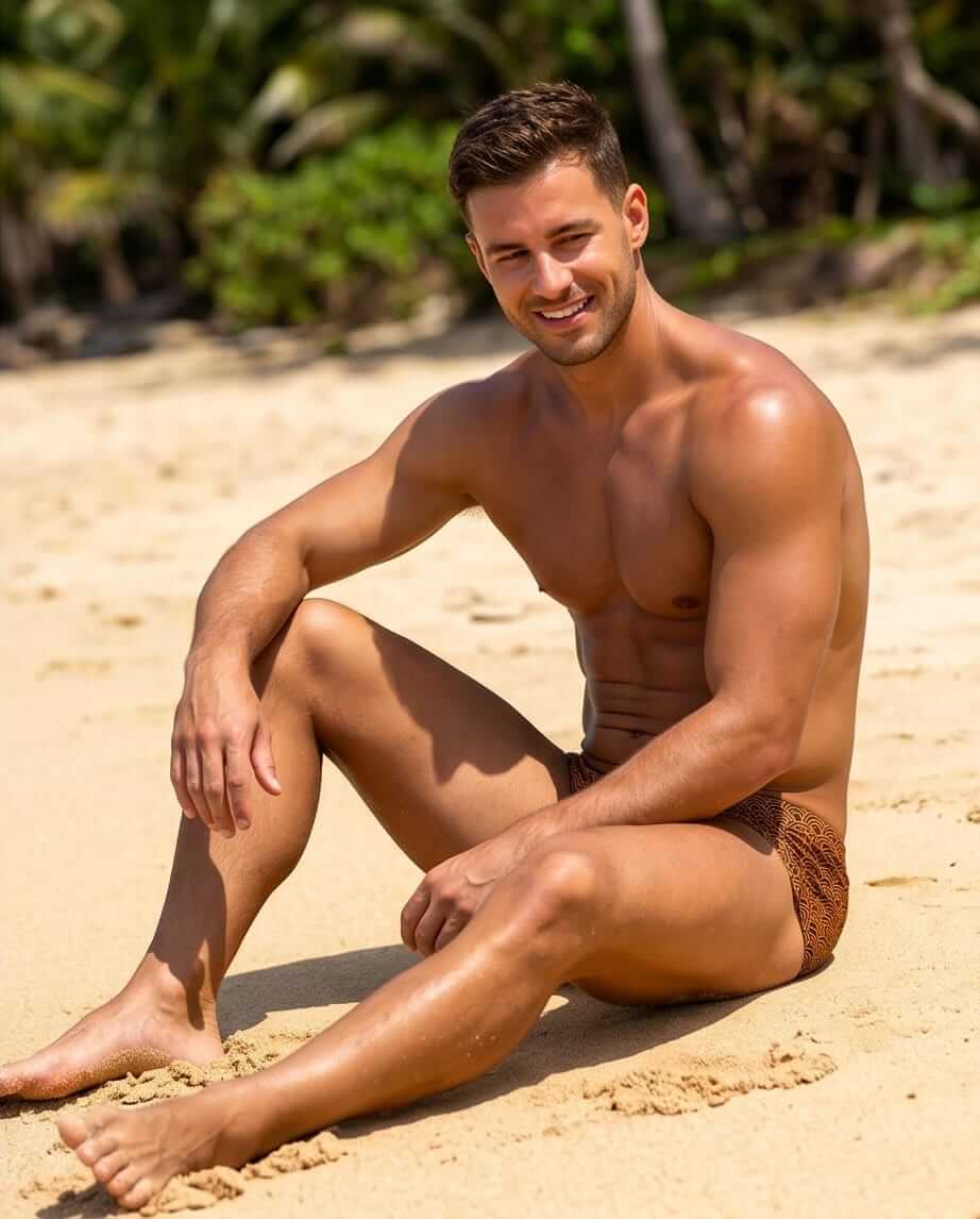 Gold Tobacco low rise Swim Brief 10 cm side