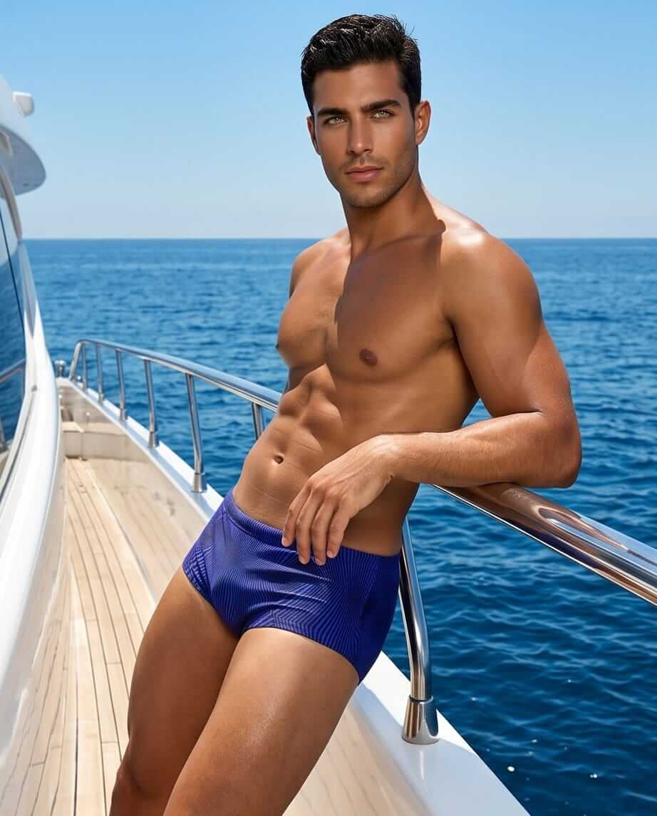 Men's Royal blue Geometric Swim Brief 15 