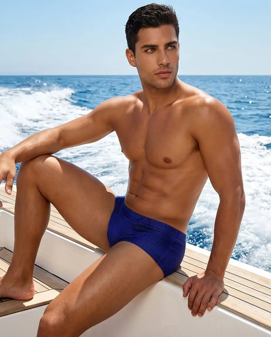 Men's Royal blue Geometric Swim Brief 15 c