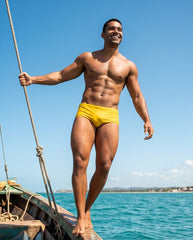 Mens Yellow  classic Swim Brief 13 cm 