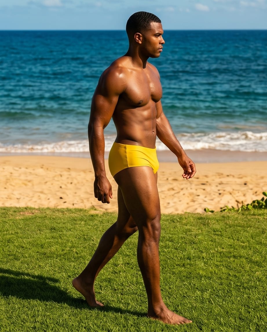 Mens Yellow  classic Swimwear for men