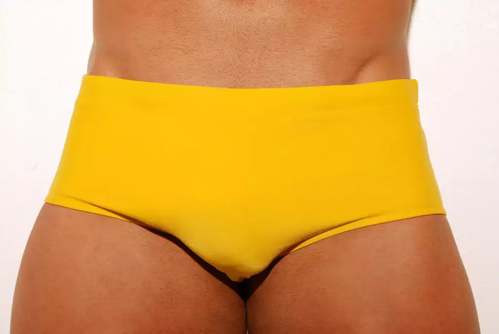 Mens Yellow  classic Swim Brief 13 cm Side 1