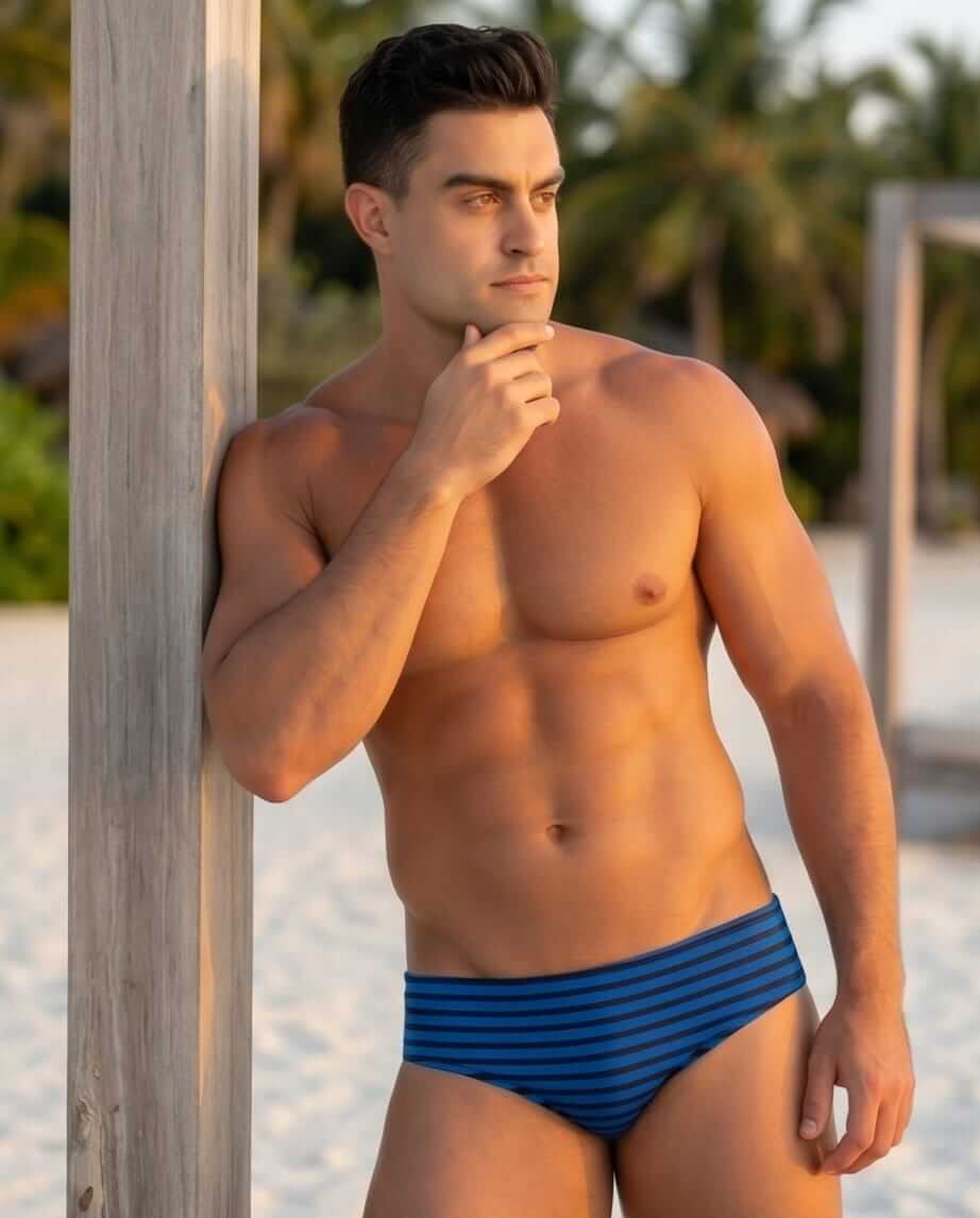 Navy Black and Blue Swim briefs 6 cm 