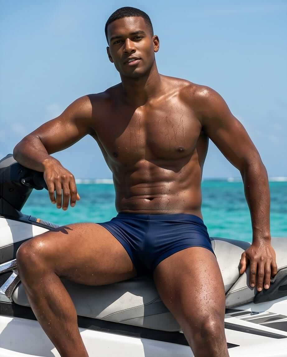 Navy Boxer Square Cut Swim Briefs 15 