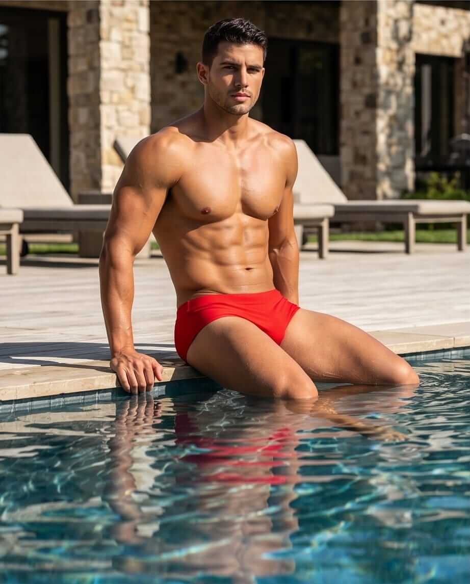 Red Low Rise Swim Brief 10 