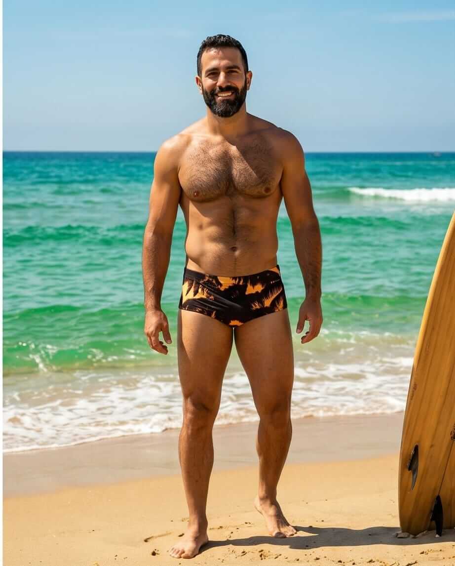 Traditional Gold Palm Print swim Brief 15 c