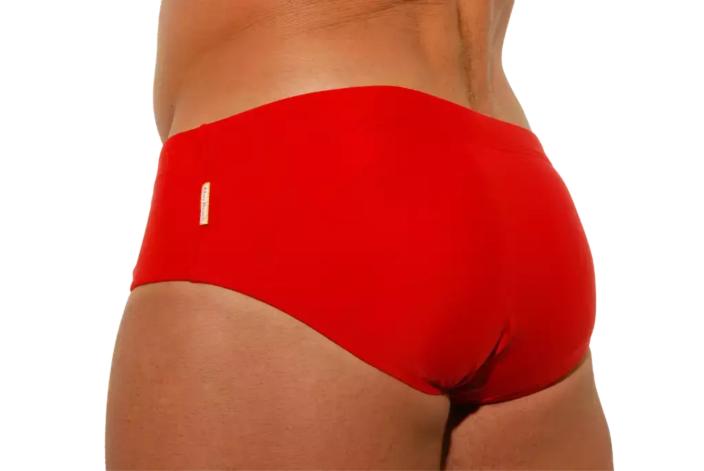 Red Low Rise Swim Briefs