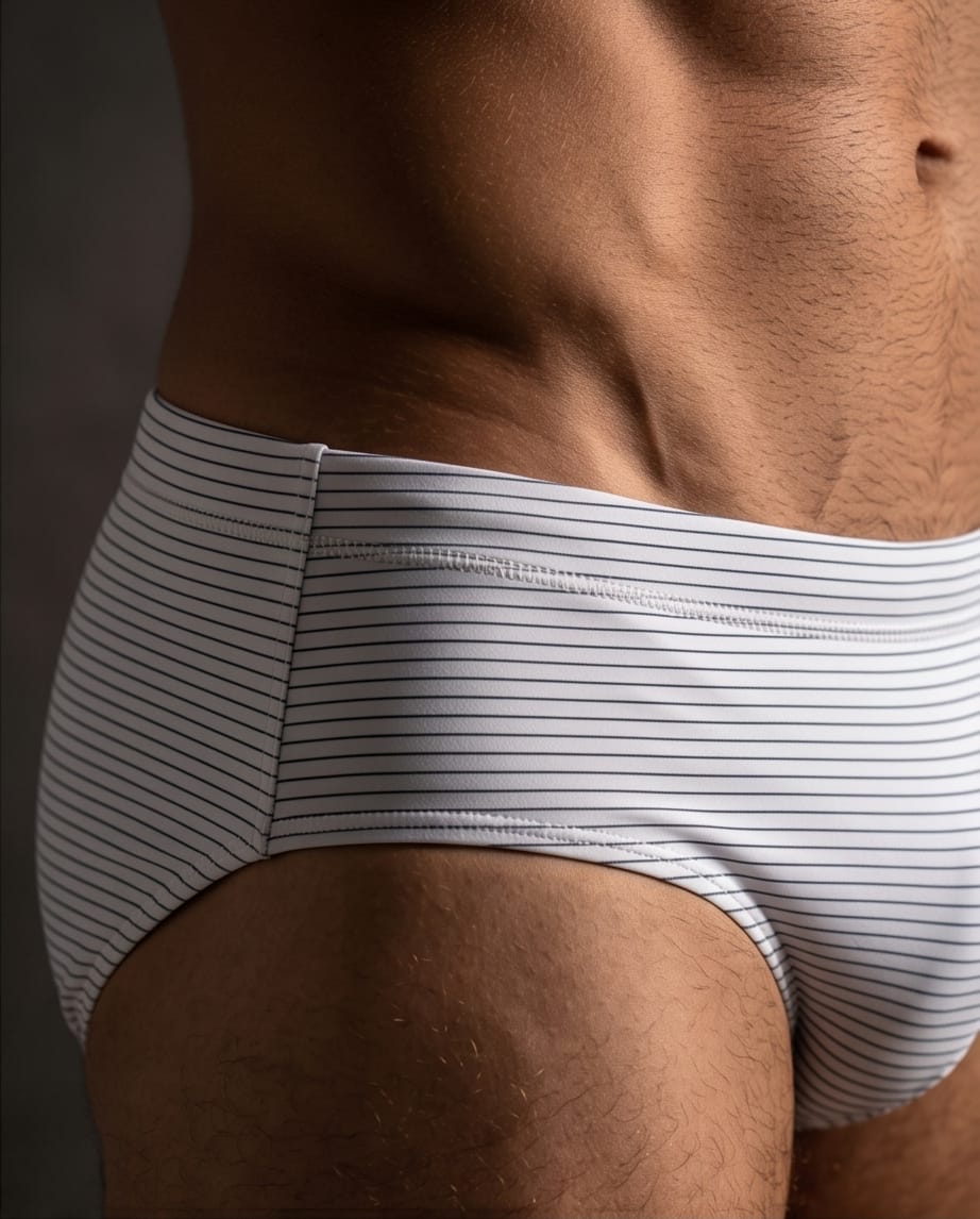 Austral White stripes Low Rise swim brief 10 cm side - Aberbeach