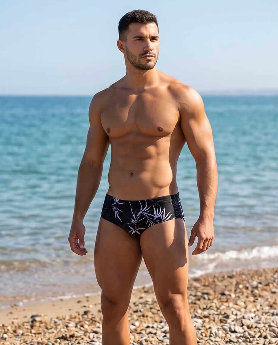 Black and White Low Rise Swim Brief 10 cm side - Aberbeach