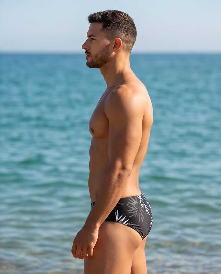 Black and White Low Rise Swim Brief 10 cm side - Aberbeach