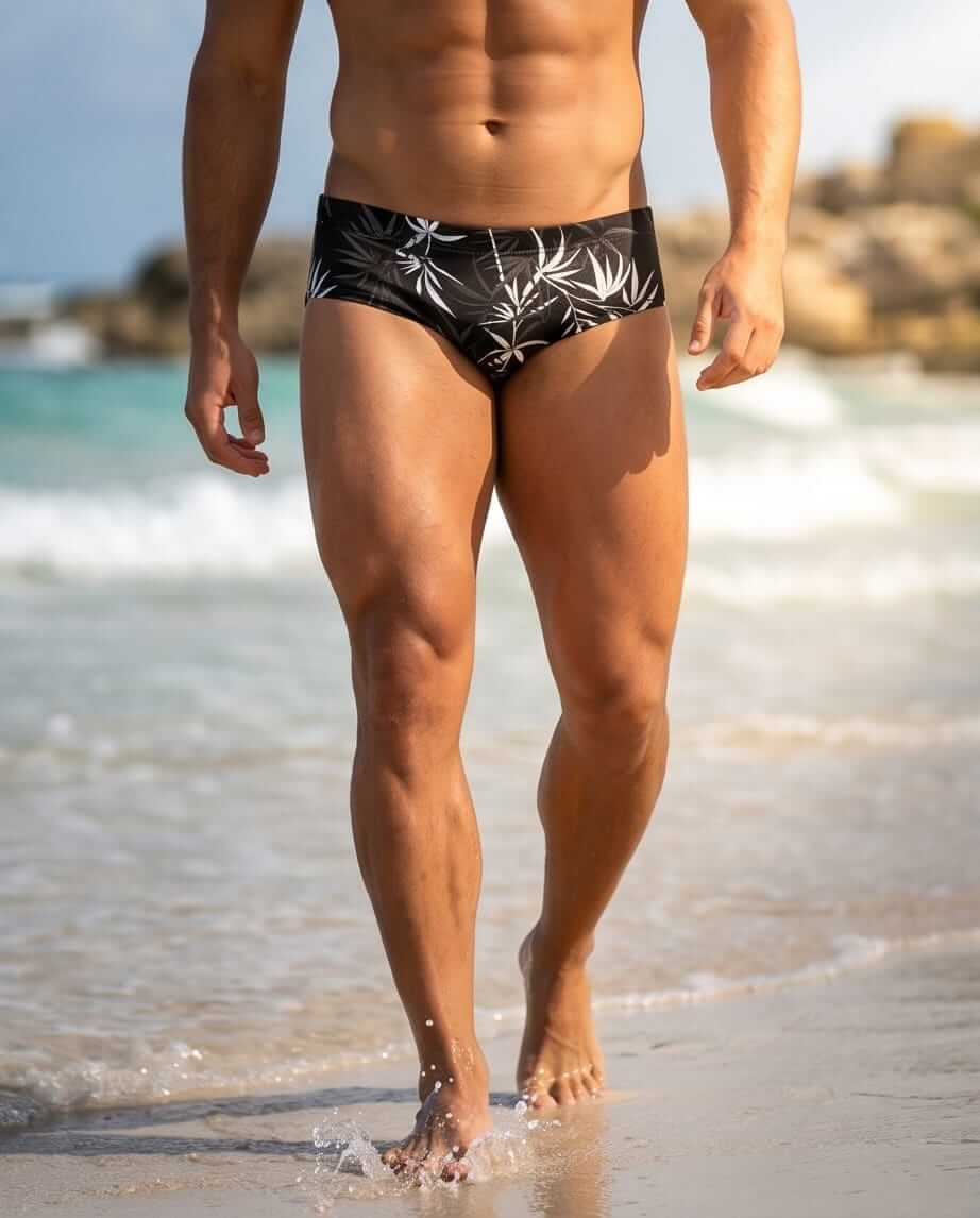 Black Floral Swim Brief 6 cm side - Aberbeach