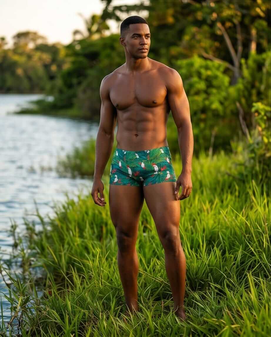 Budgie Boxer Square Cut Swim Briefs 15 cm Side - Aberbeach