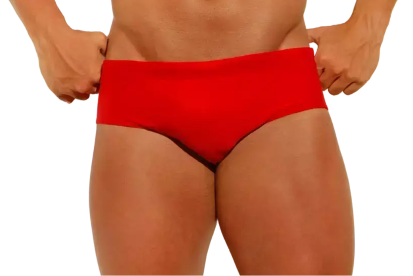 Red Low Rise Swim Briefs