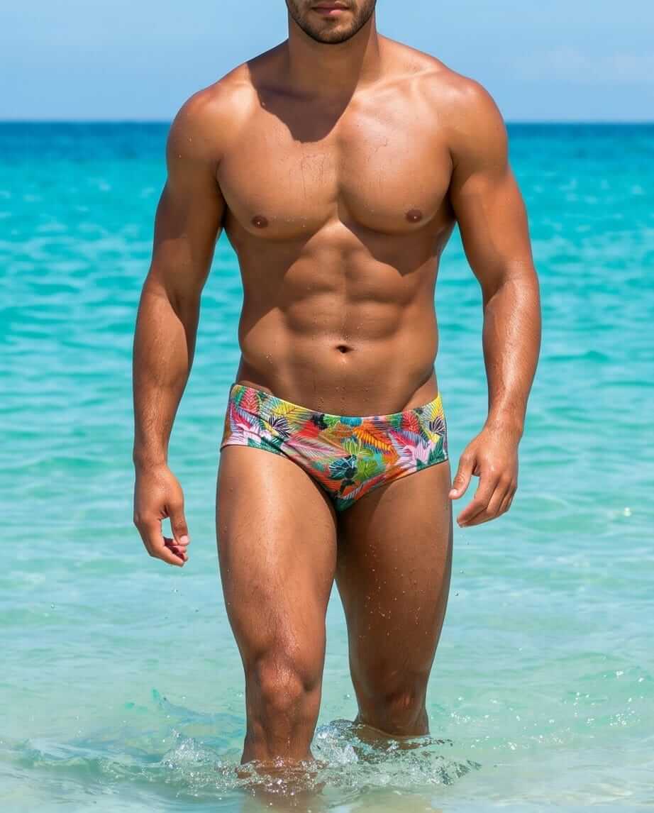 Floral colorful Low Rise Swim brief 10 cm side - Aberbeach