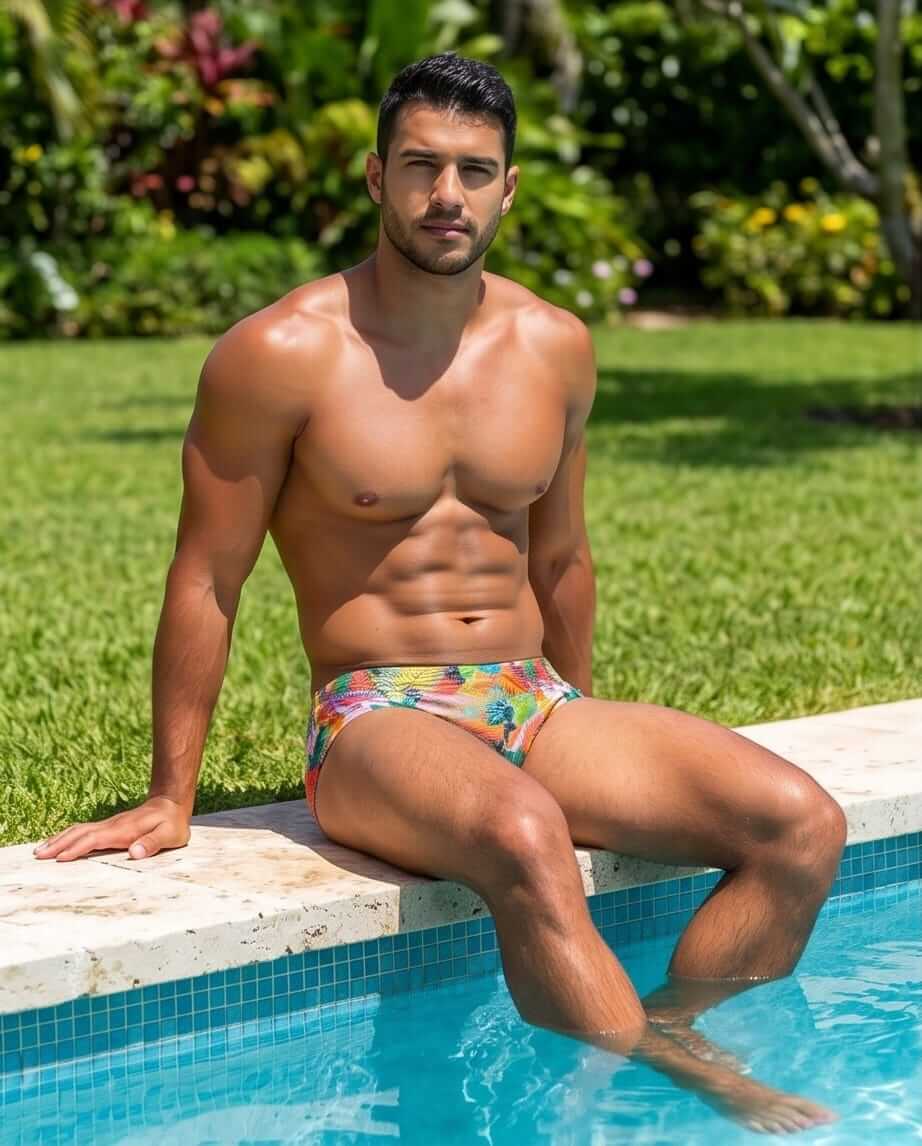 Floral colorful Low Rise Swim brief 10 cm side - Aberbeach