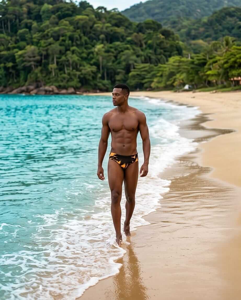 Gold Palm Swim brief Print 06 cm side - Aberbeach