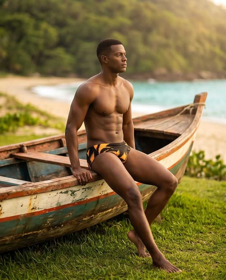 Gold Palm Swim brief Print 06 cm side - Aberbeach