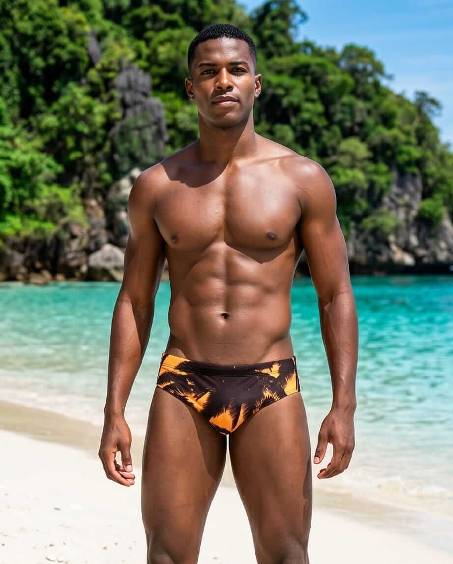 Gold Palm Swim brief Print 06 cm side - Aberbeach
