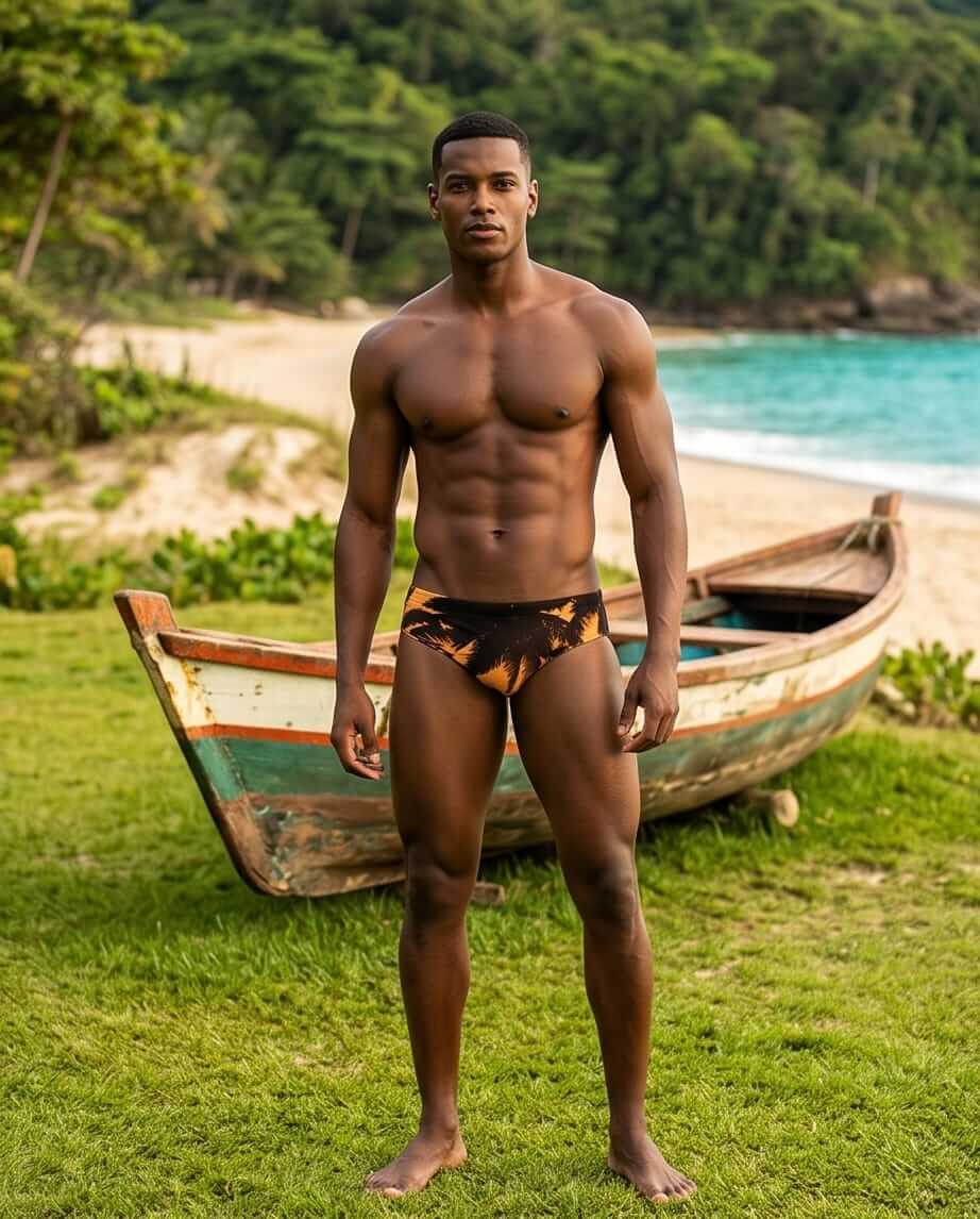 Gold Palm Swim brief Print 06 cm side - Aberbeach