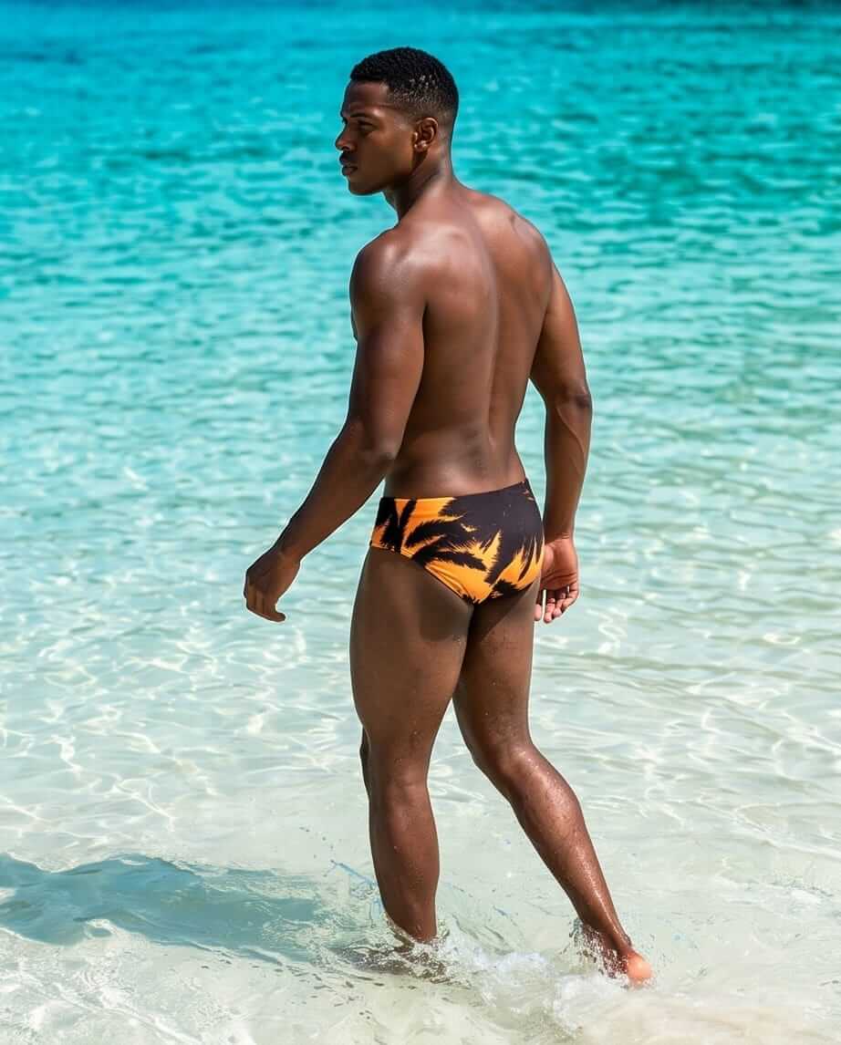 Gold Palm Swim brief Print 06 cm side - Aberbeach