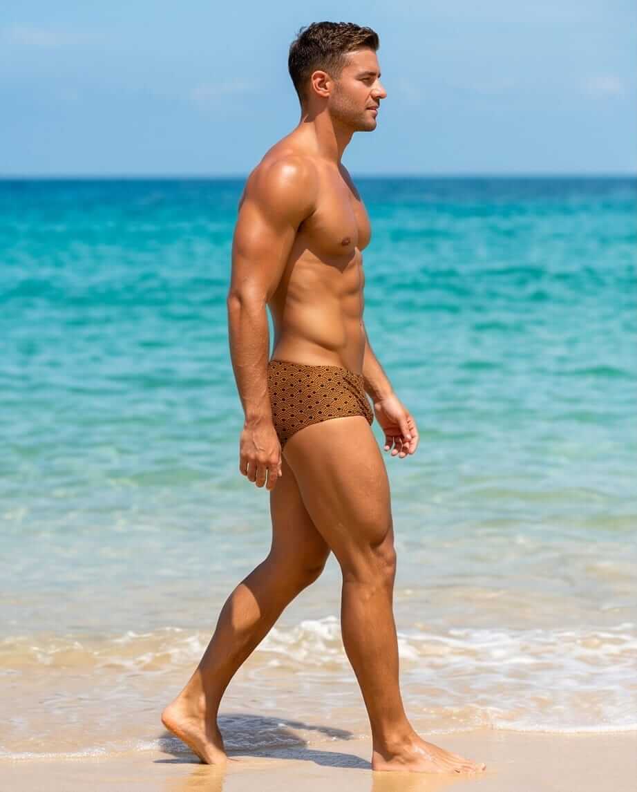 Gold Tobacco low rise Swim Brief 10 cm side - Aberbeach