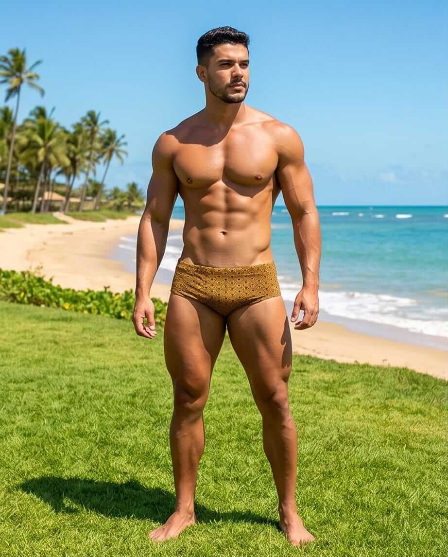 Gold Tobacco low rise Swim Brief 10 cm side - Aberbeach