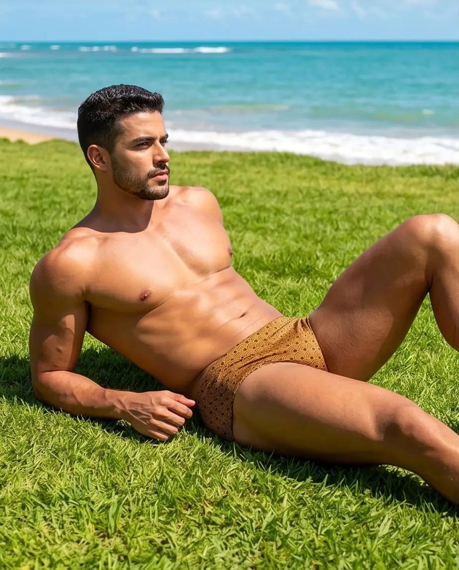 Gold Tobacco low rise Swim Brief 10 cm side - Aberbeach