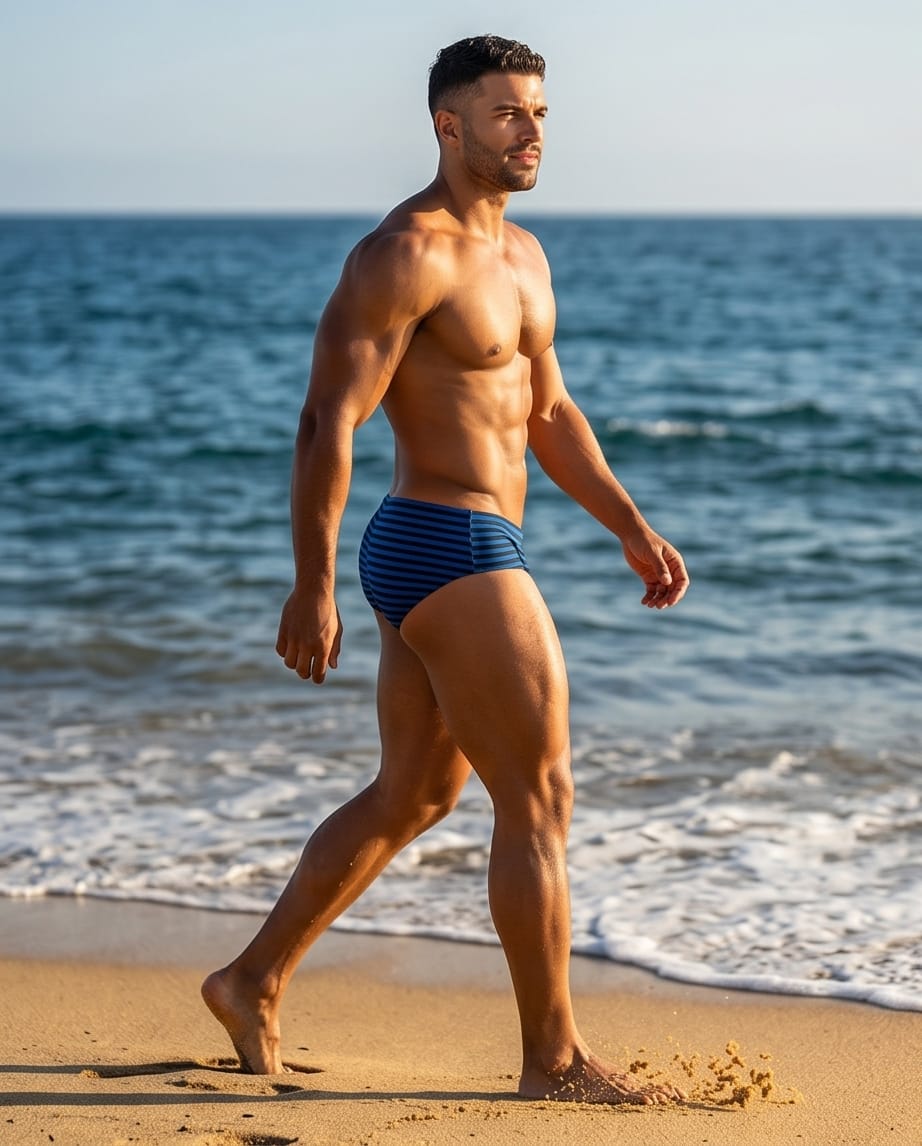 Navy Black and Blue low rise Swim briefs 10 cm side - Aberbeach