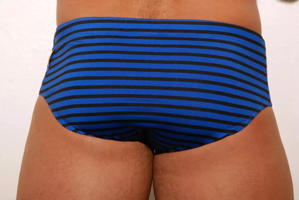 Navy Black and Blue low rise Swim briefs 10 cm side - Aberbeach