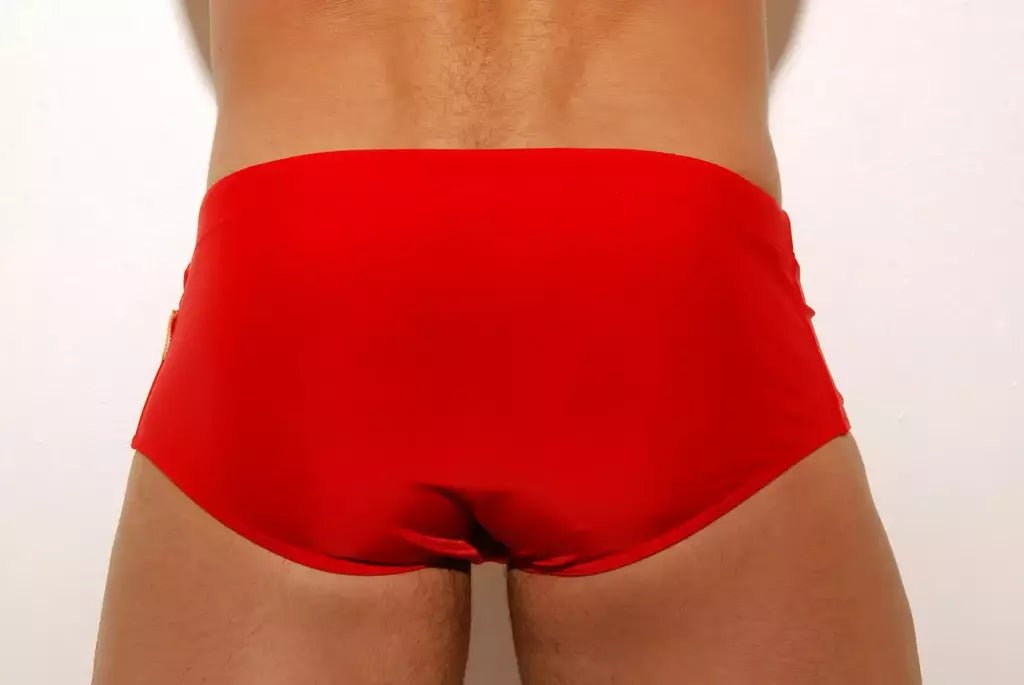 Red Classic Swim Briefs for Men 13 cm side - Aberbeach