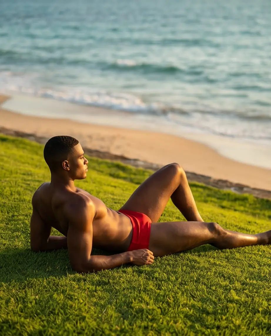 Red Classic Swim Briefs for Men 13 cm side - Aberbeach