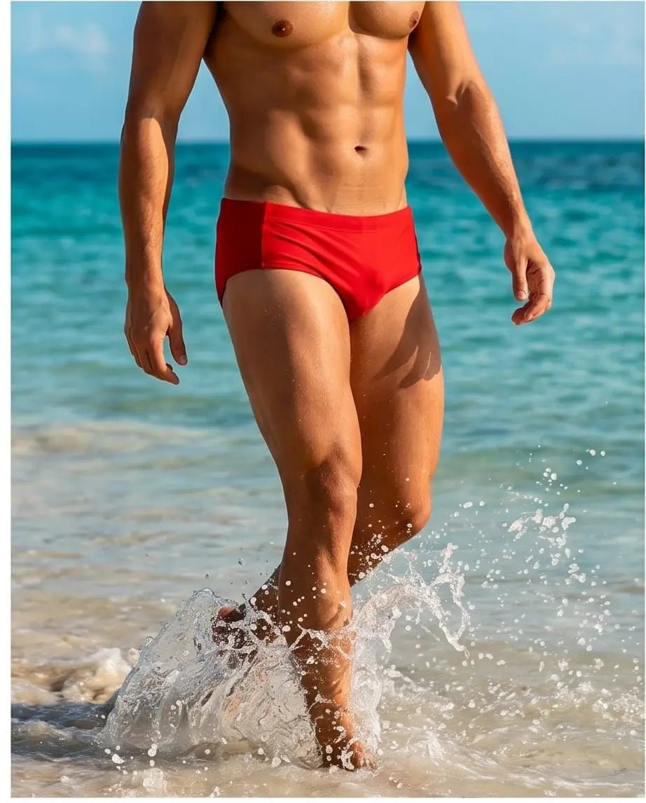 Red Low Rise Swim Brief 10 cm Side - Aberbeach