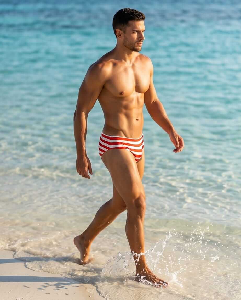 Red Stripe Swim Brief 6 cm side - Aberbeach