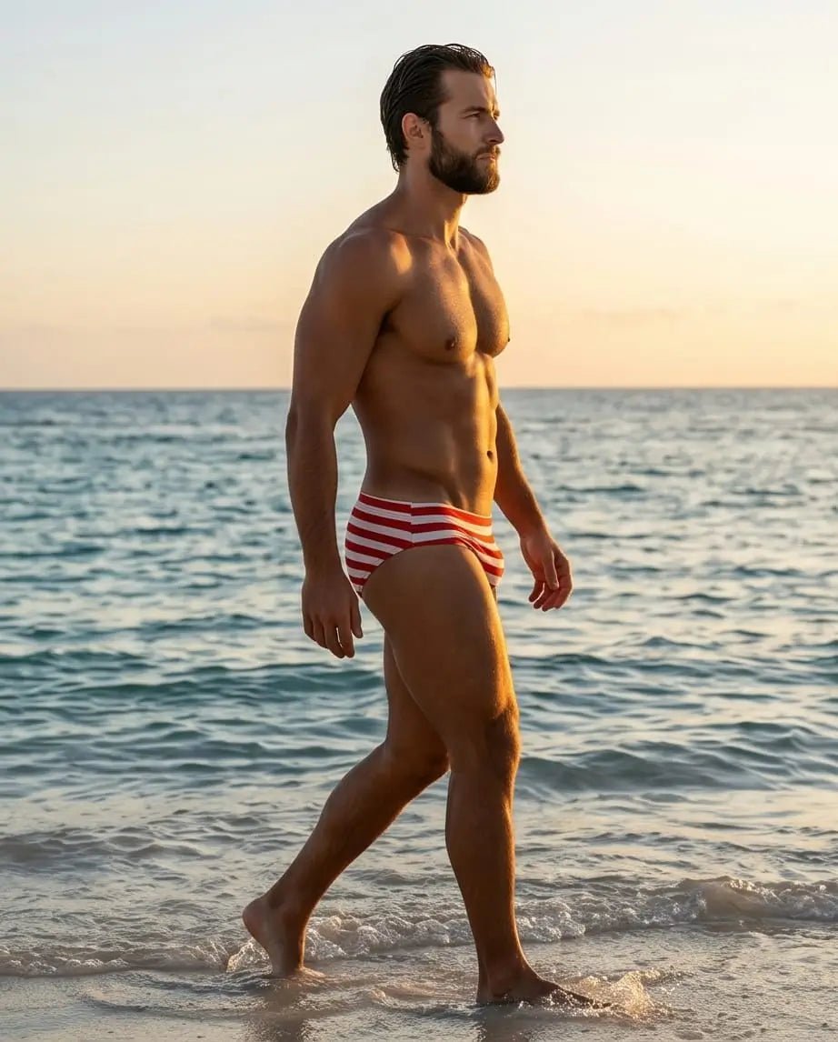 Red Stripe Swim Brief 6 cm side - Aberbeach