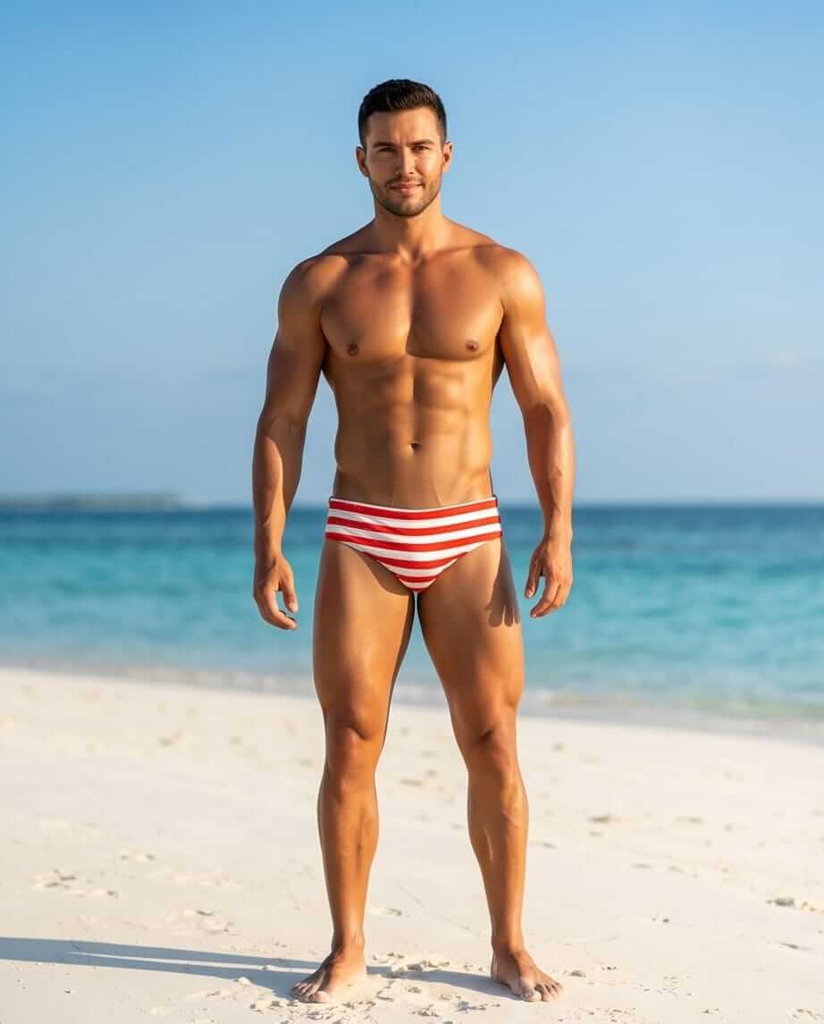 Red Stripe Swim Brief 6 cm side - Aberbeach