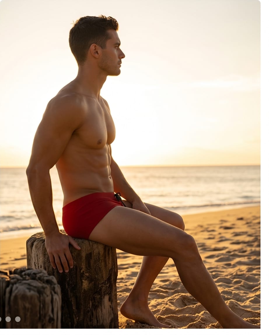 Red swim Wear for men 15 cm Side - Aberbeach