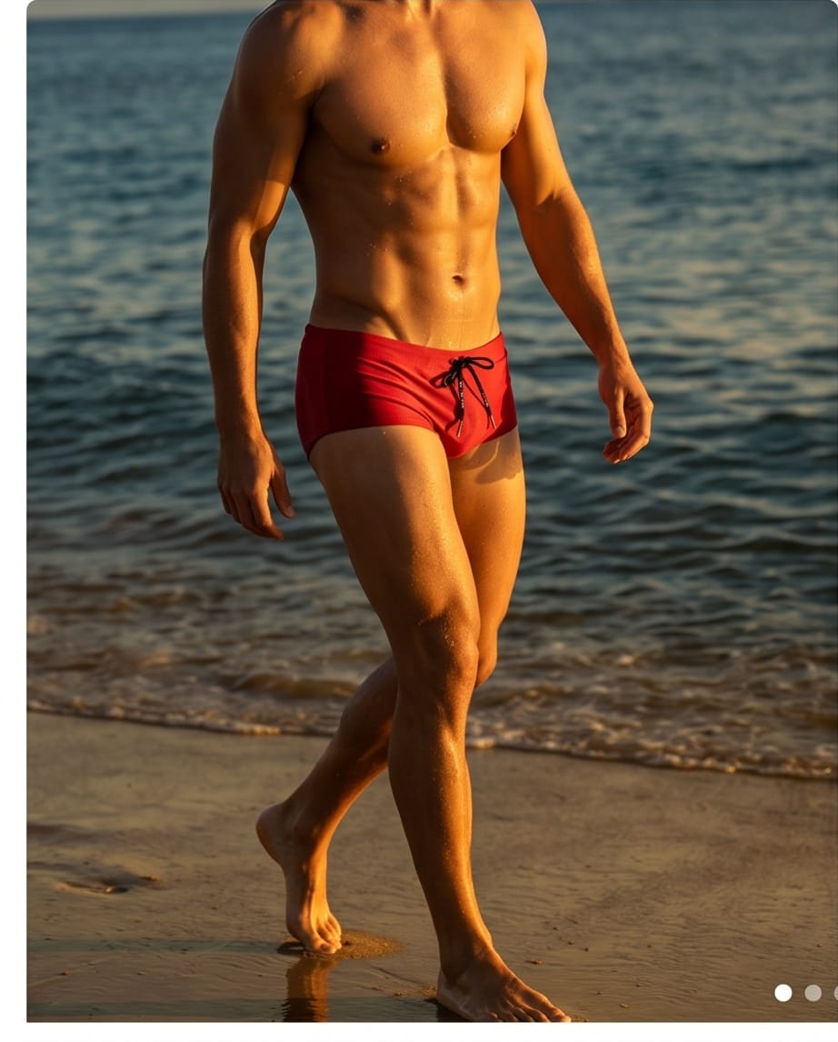 Red swim Wear for men 15 cm Side - Aberbeach