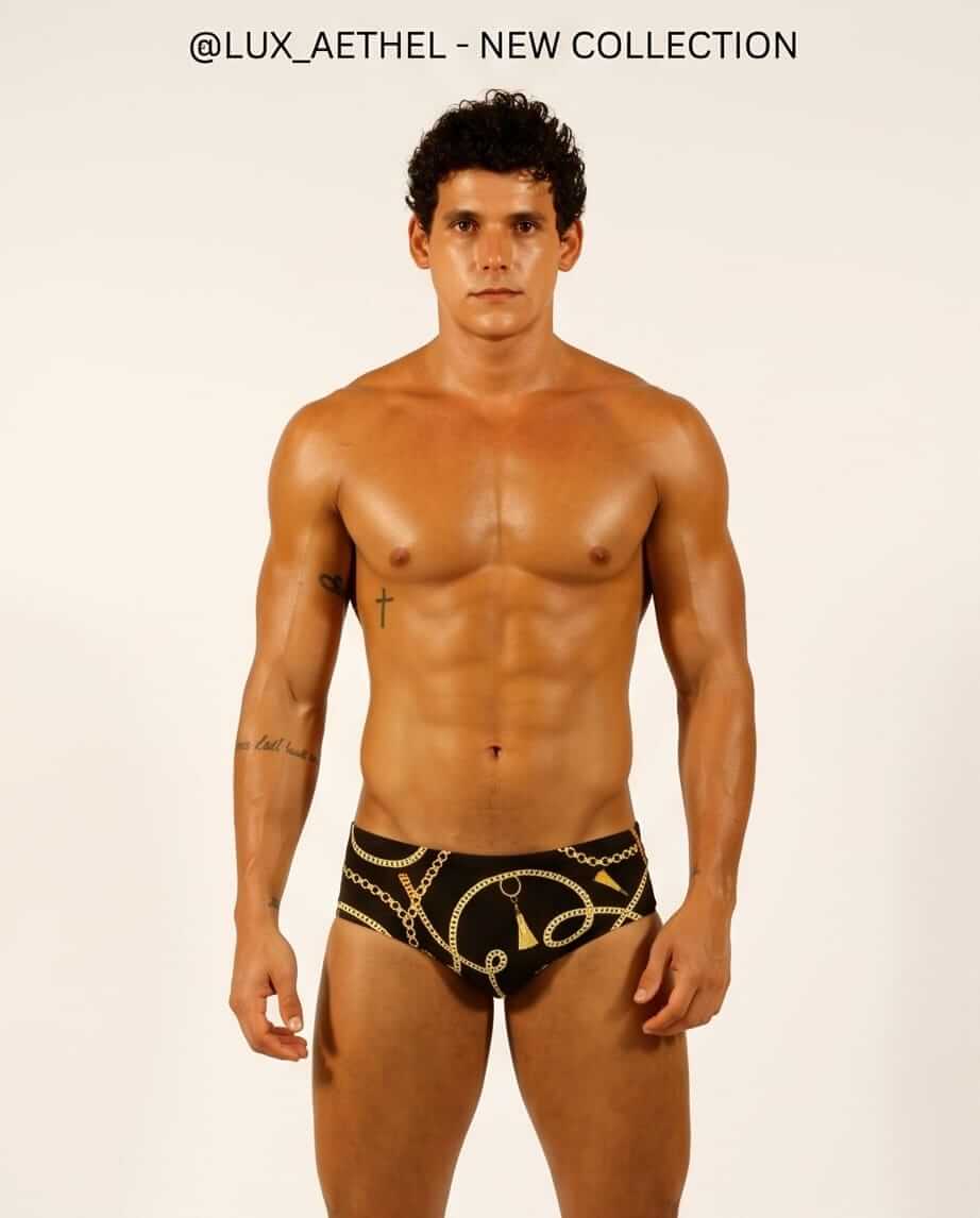 Taormina Blue tile Print Low Rise 10 CM Swim Brief - Aberbeach