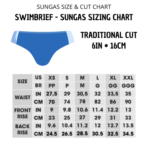 Traditional Gold Palm Print swim Brief 15 cm side - Aberbeach